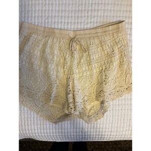 Solitaire Swim Cream Colored Crochet Shorts, Large, Boho